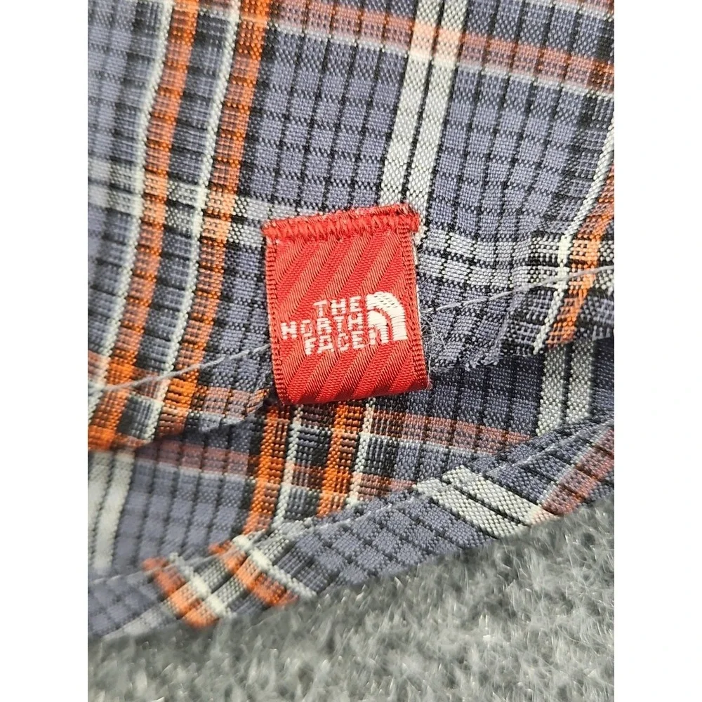The North Face Long Sleeve Gray Orange Plaid Long Sleeve Shirt Sz L Perfect 1426
